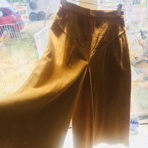 Leather, high waisted, bell bottom capris pants
